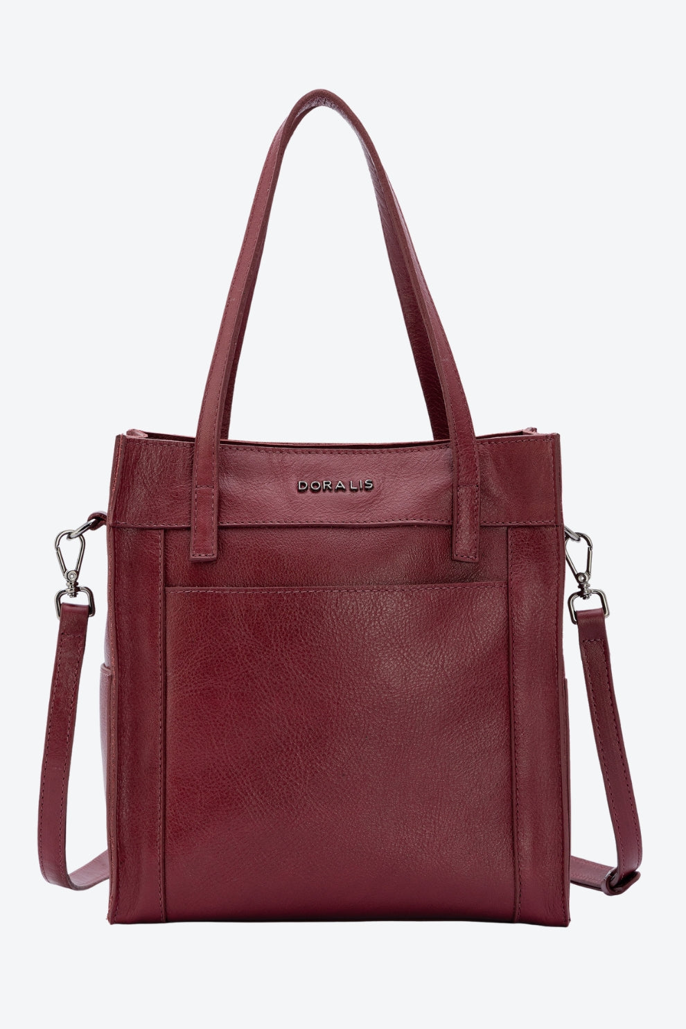 Bolsa Tote em Couro com Bolsos Laterais Média