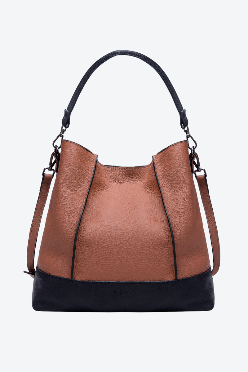 Bolsa Couro Hobo Bicolor Grande