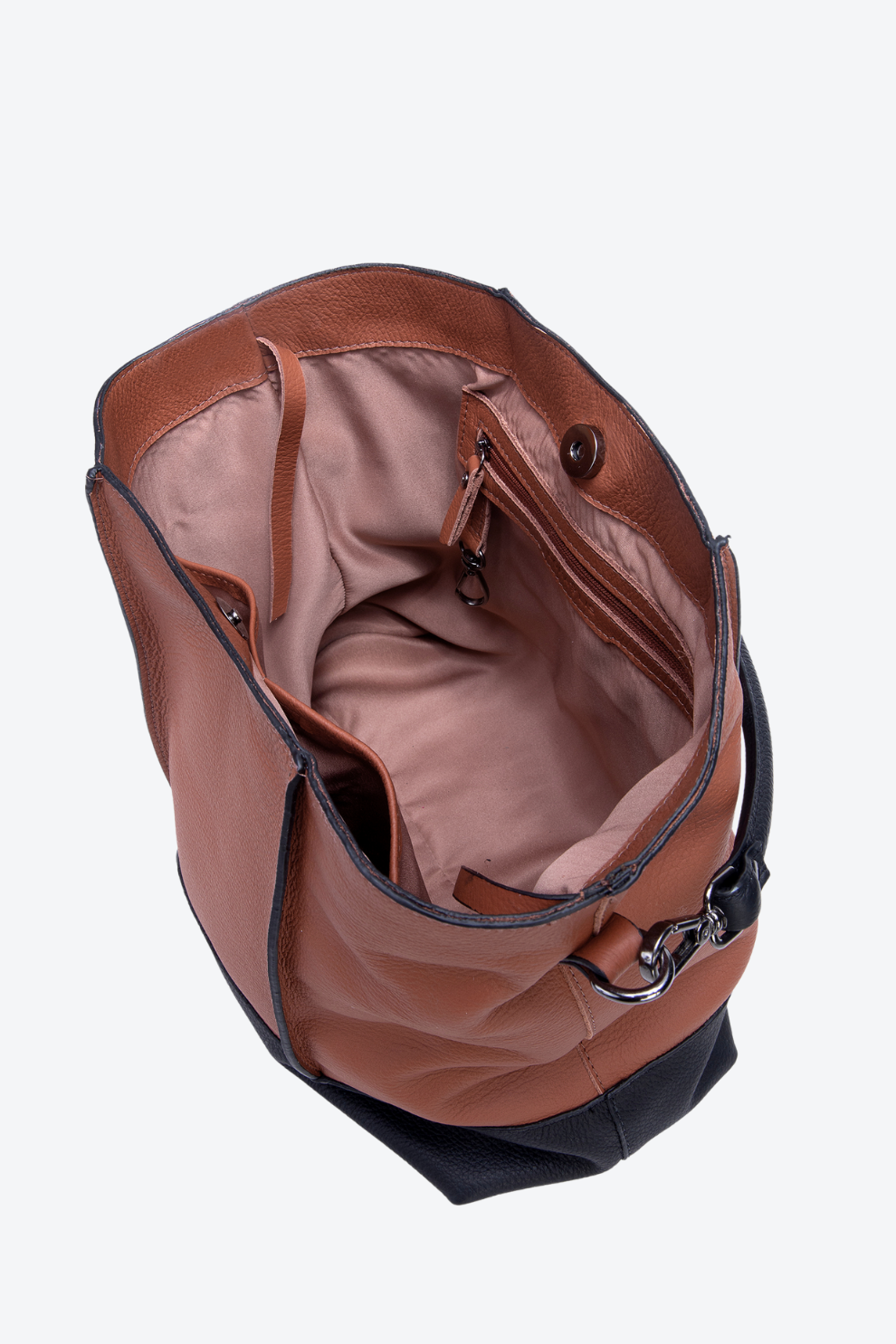 Bolsa Couro Hobo Bicolor Grande