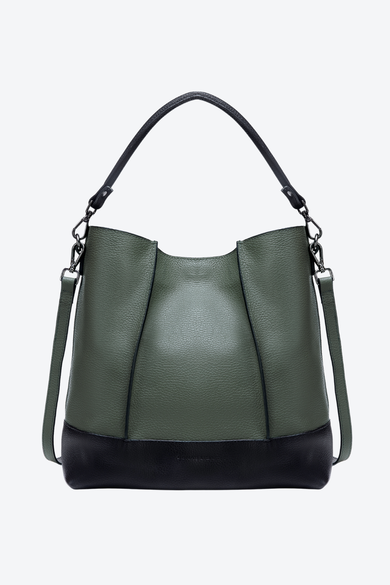 Bolsa Couro Hobo Bicolor Grande