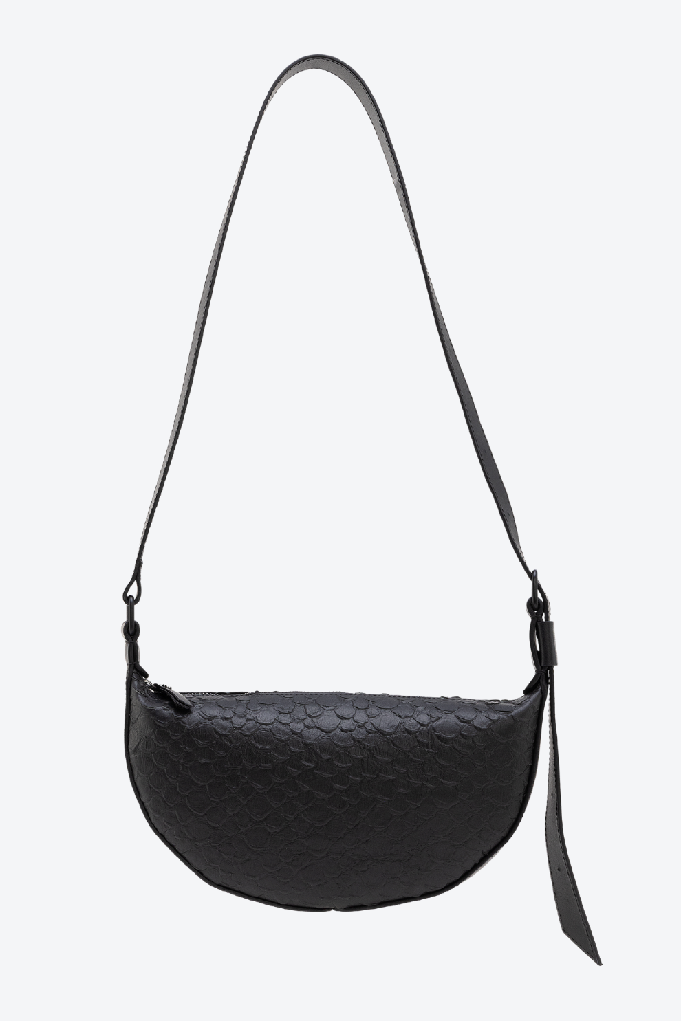 Bolsa Couro Meia Lua Estampa Pirarucu Pequena