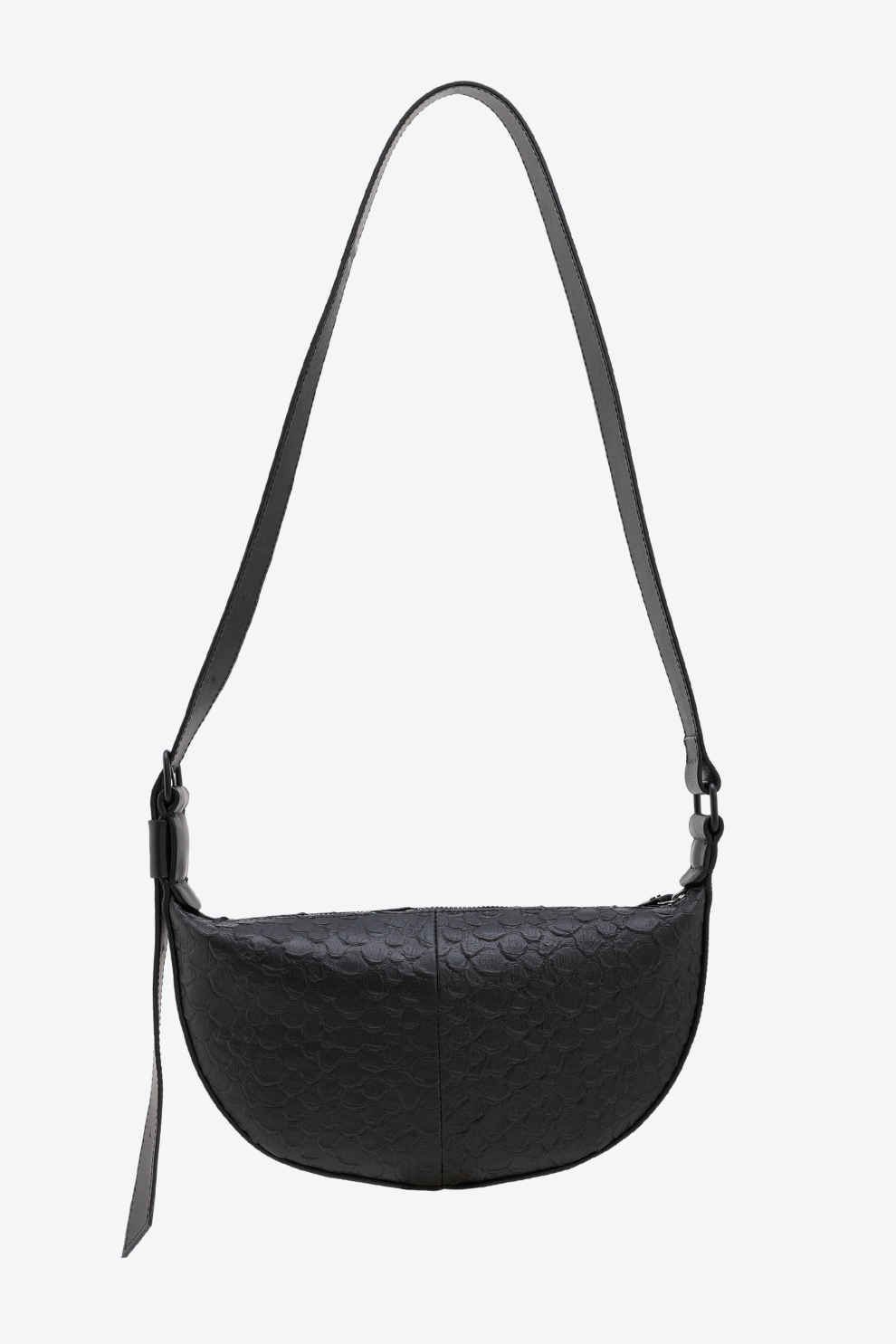 Bolsa Couro Meia Lua Estampa Pirarucu Pequena