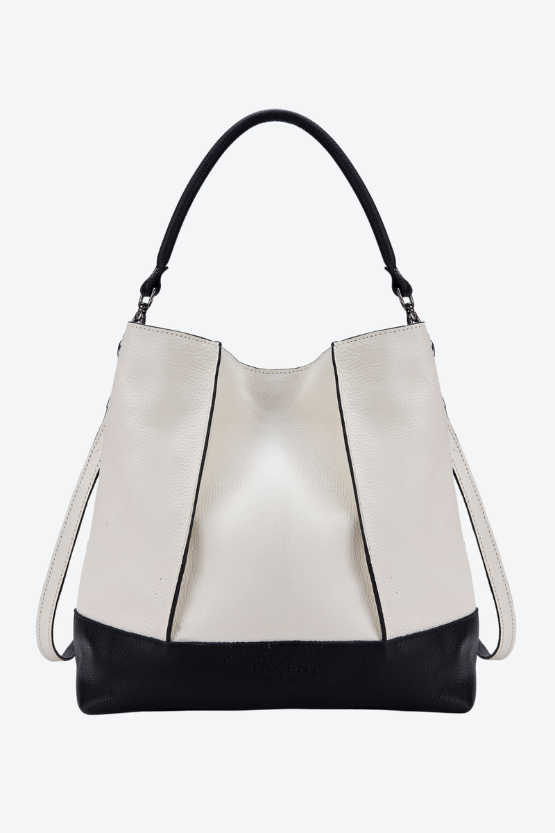 Bolsa Couro Hobo Bicolor Grande