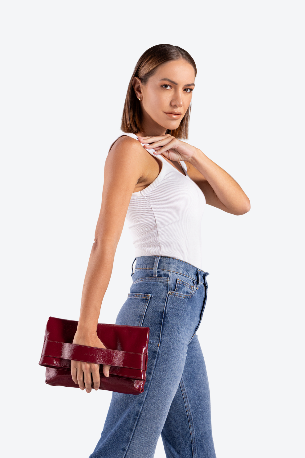 Bolsa Clutch Couro Faixa Média