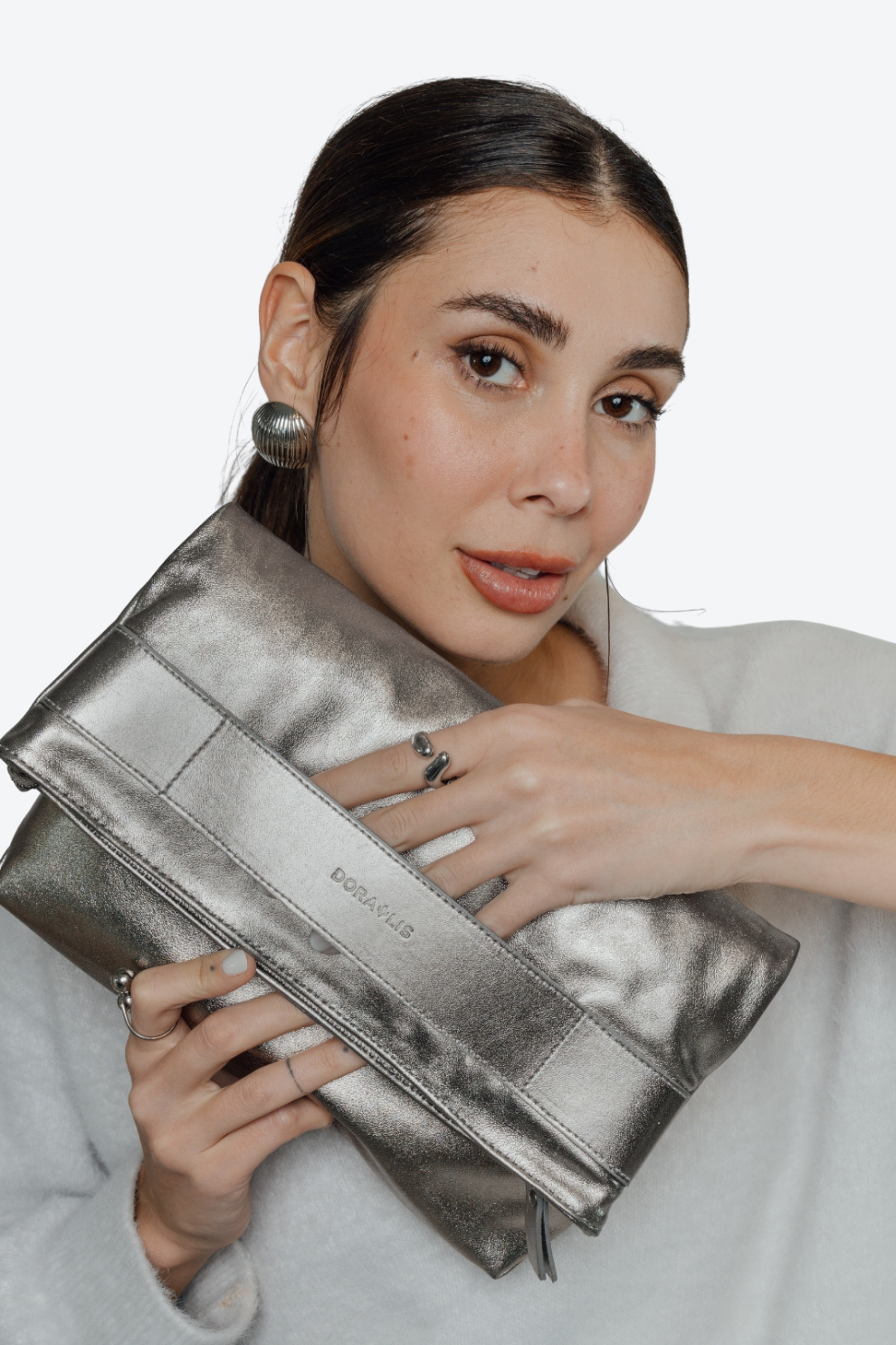 Bolsa Clutch Couro Faixa Média