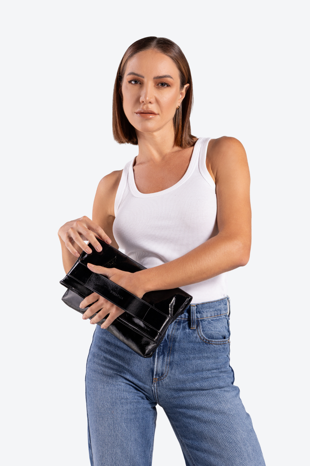 Bolsa Clutch Couro Faixa Média