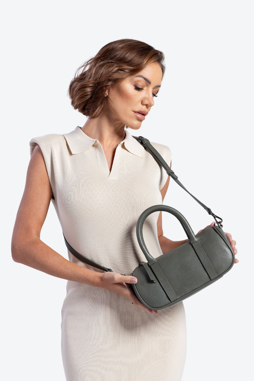 Bolsa Couro Baú Média