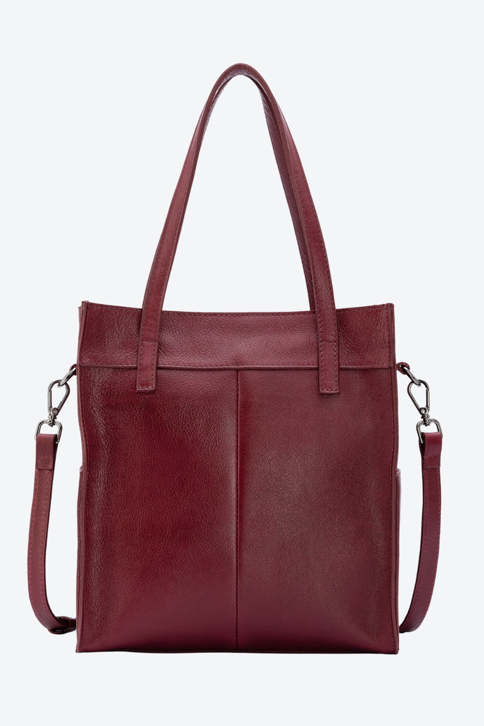 Bolsa Tote em Couro com Bolsos Laterais Média