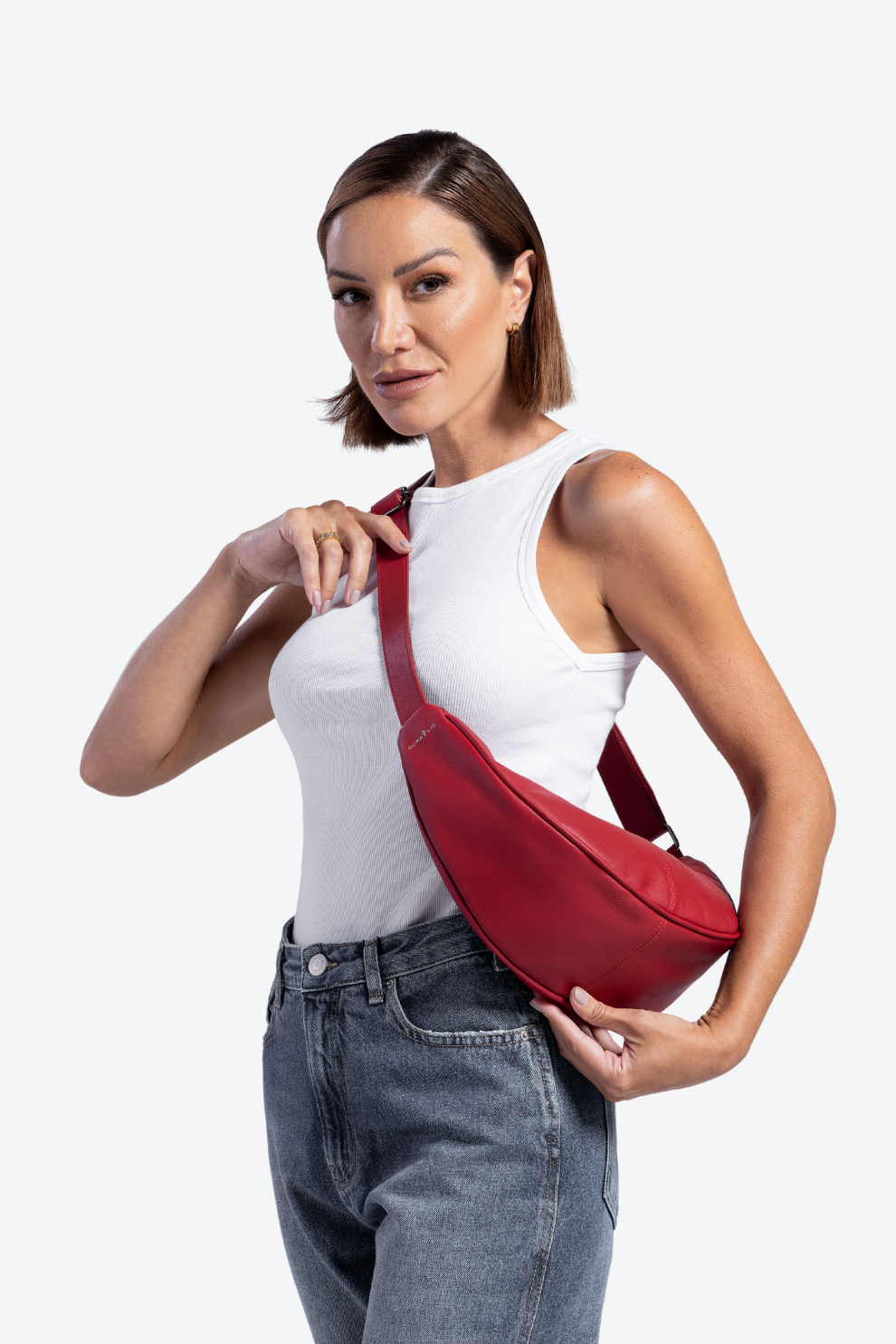 Bolsa Pochete Couro Meia Lua Média