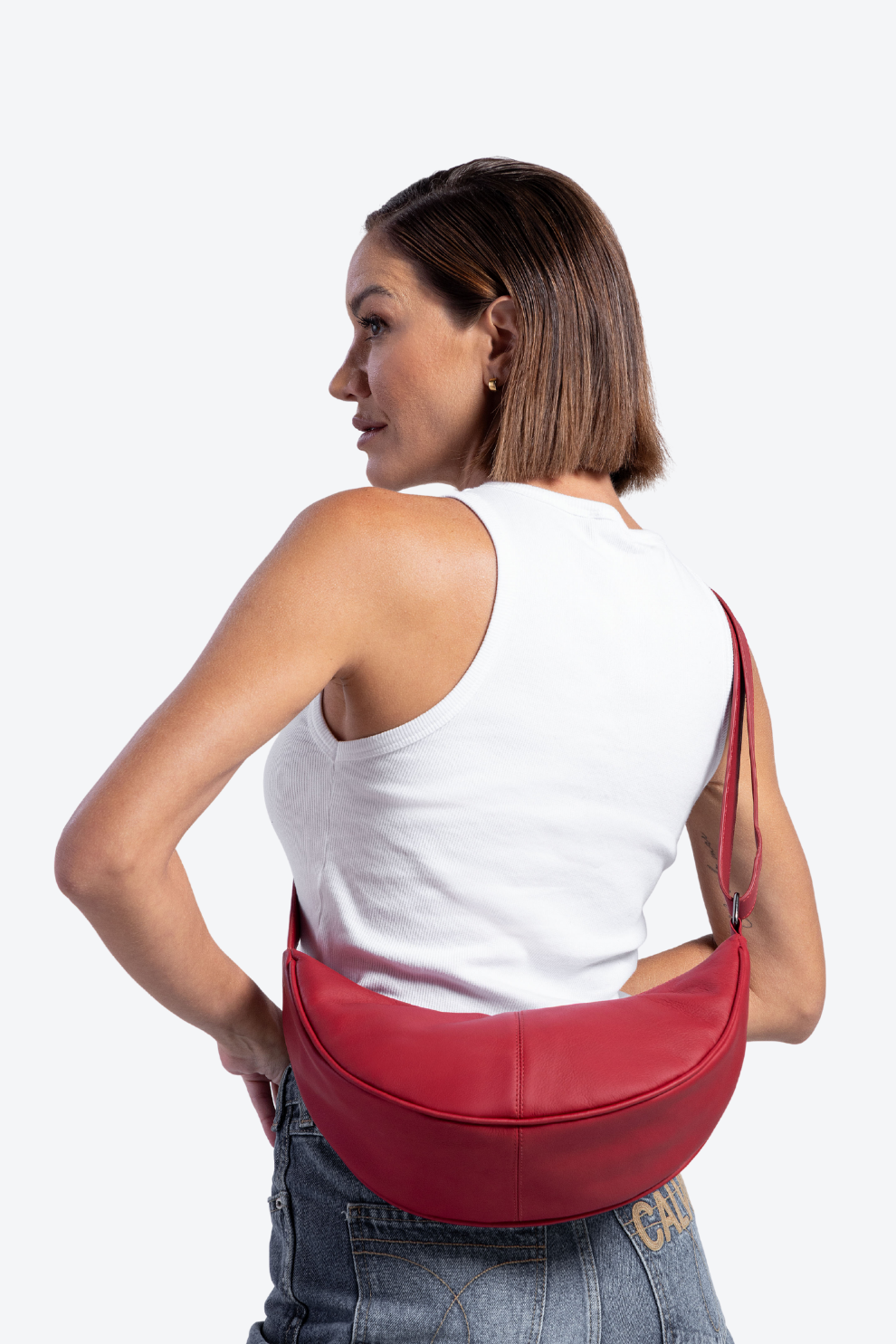 Bolsa Pochete Couro Meia Lua Média