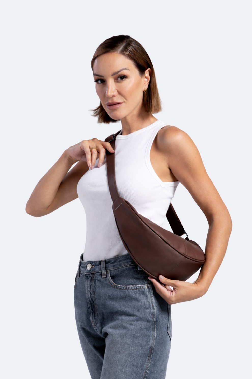 Bolsa Pochete Couro Meia Lua Média
