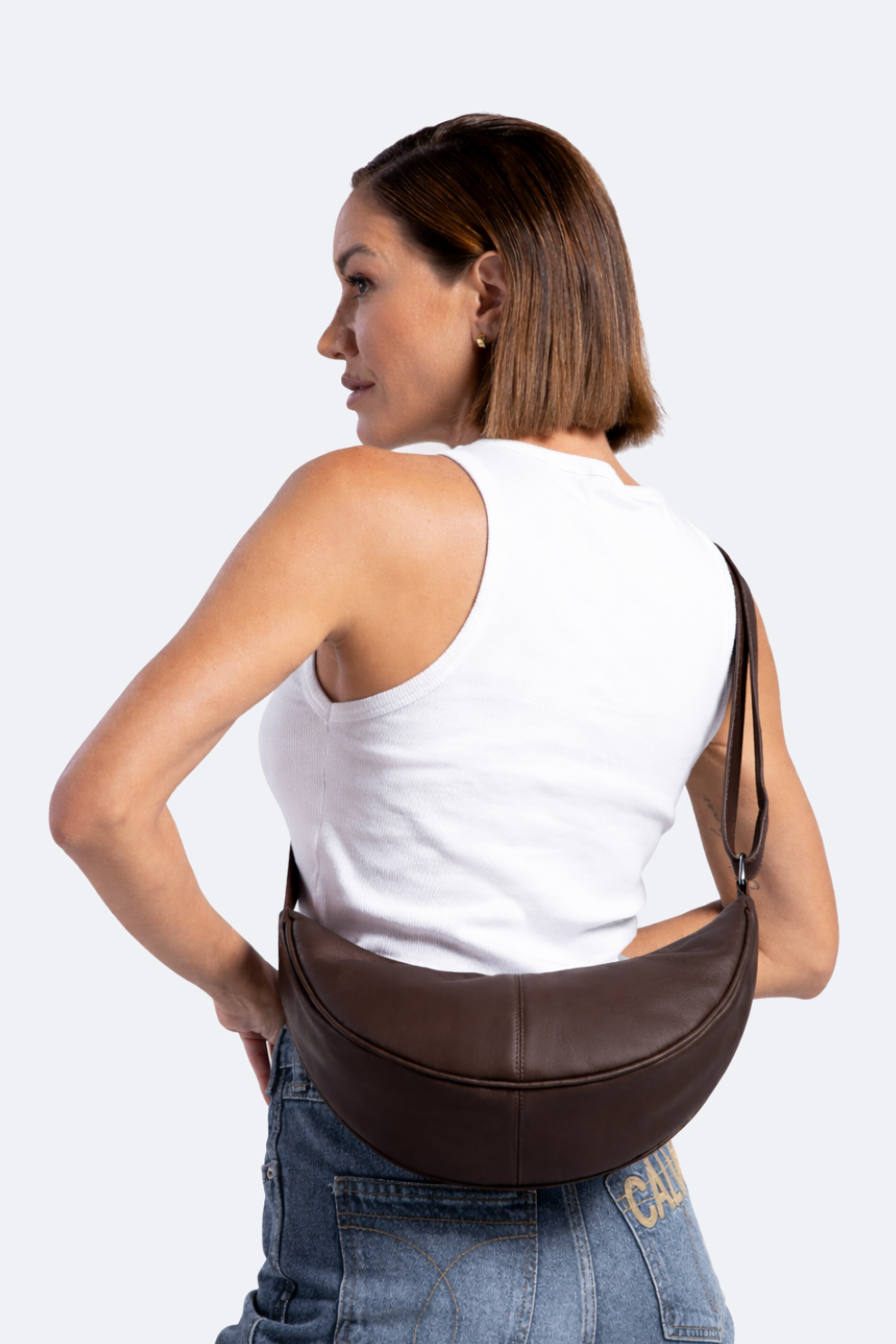 Bolsa Pochete Couro Meia Lua Média