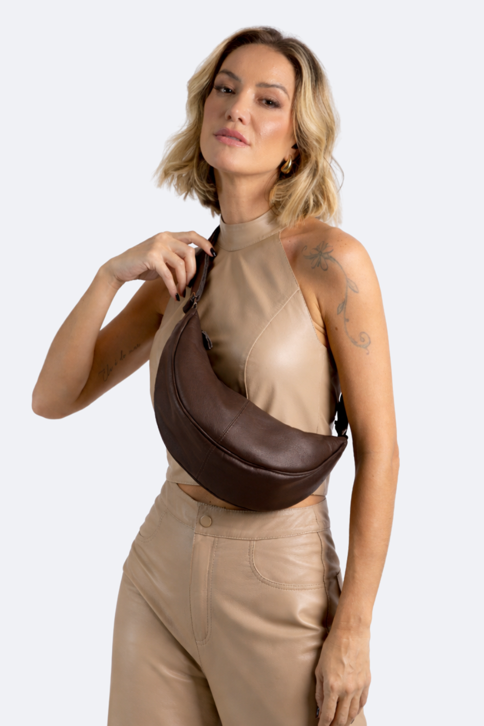 Bolsa Pochete Couro Meia Lua Média