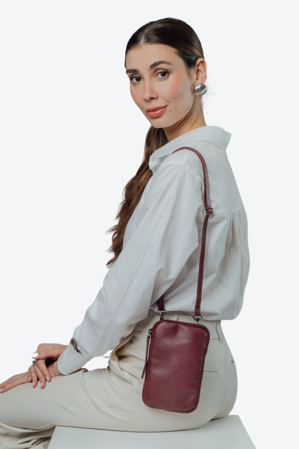 Bolsa Porta Celular Couro Zíper Pequeno