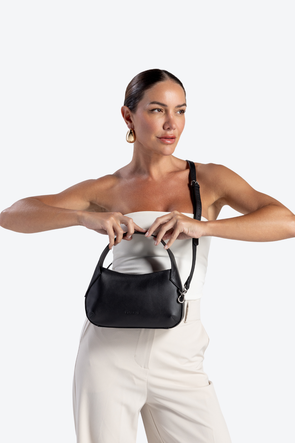 Bolsa Couro Hobo Crossbody Pequena
