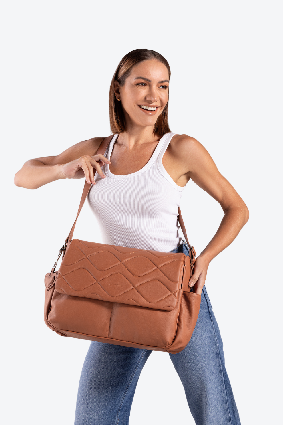 Bolsa Couro Maternidade Matelassê