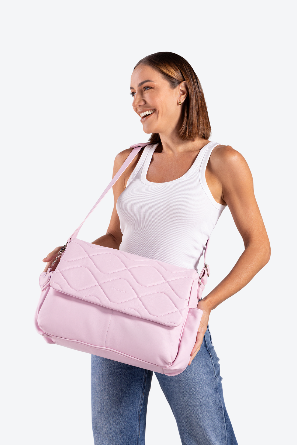 Bolsa Couro Maternidade Matelassê