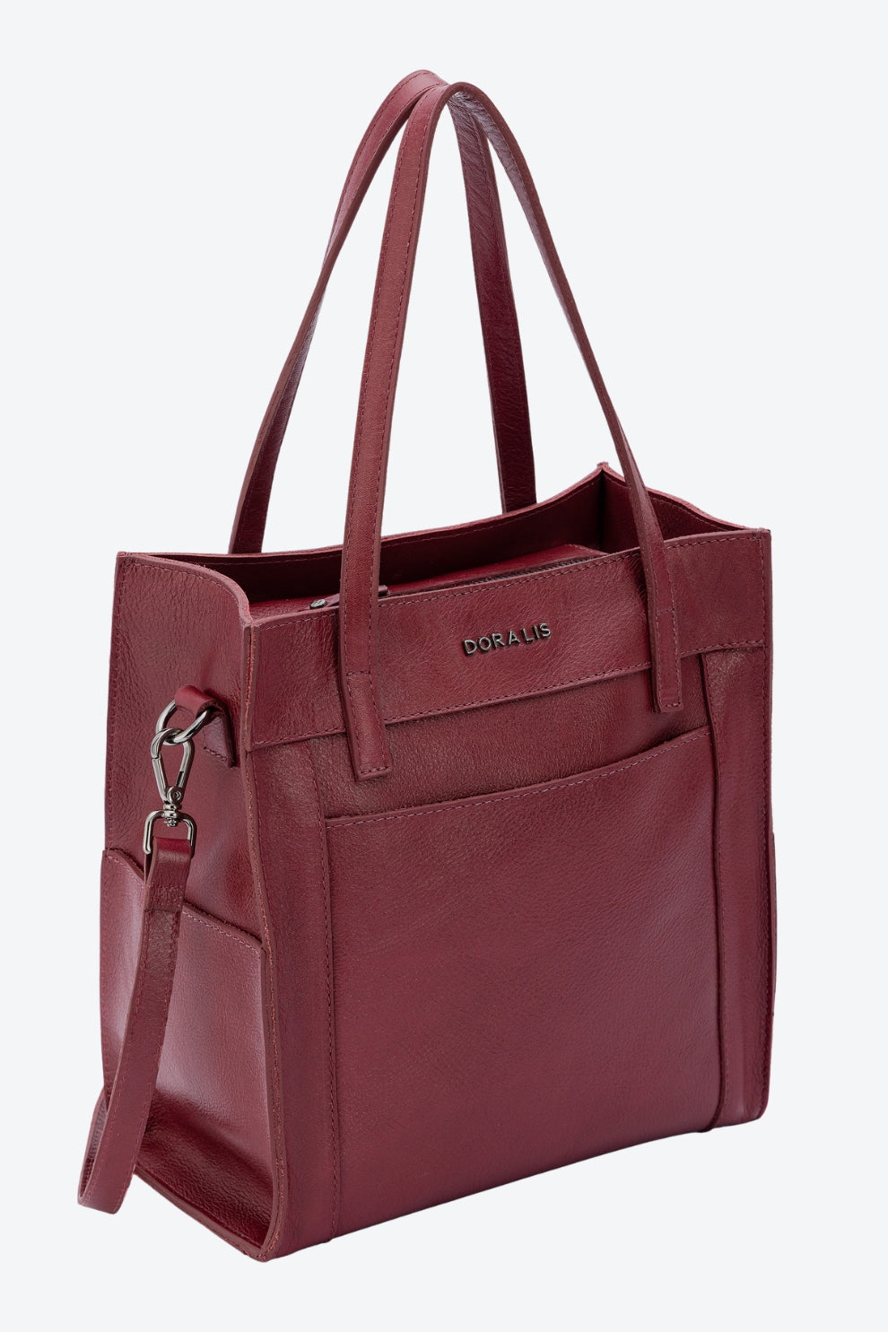 Bolsa Tote em Couro com Bolsos Laterais Média