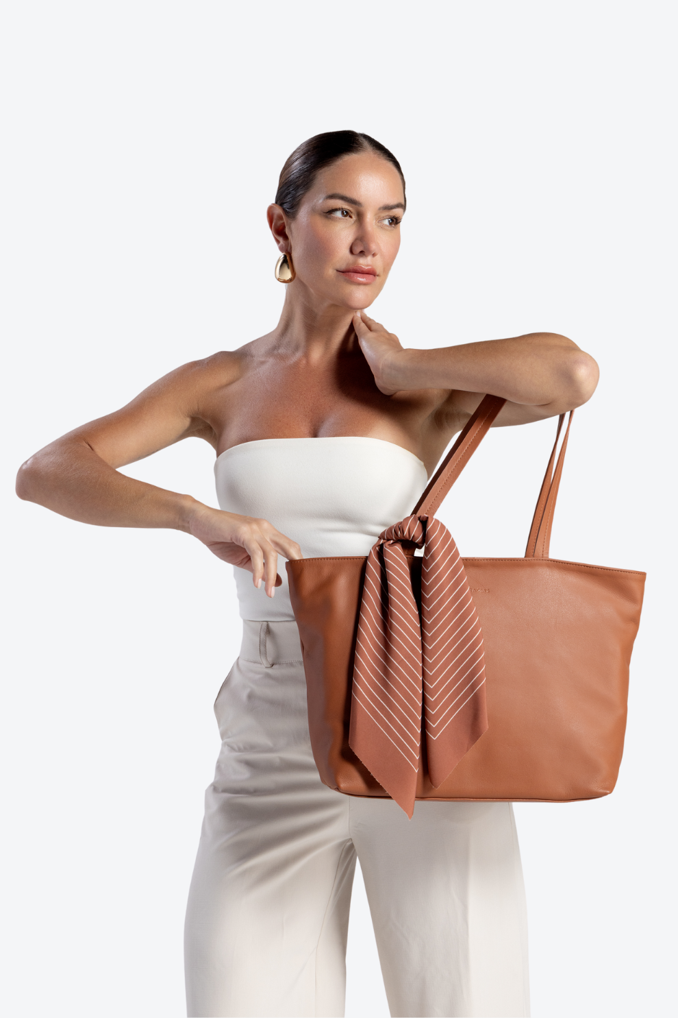 Bolsa Couro Shopping Lenço Grande