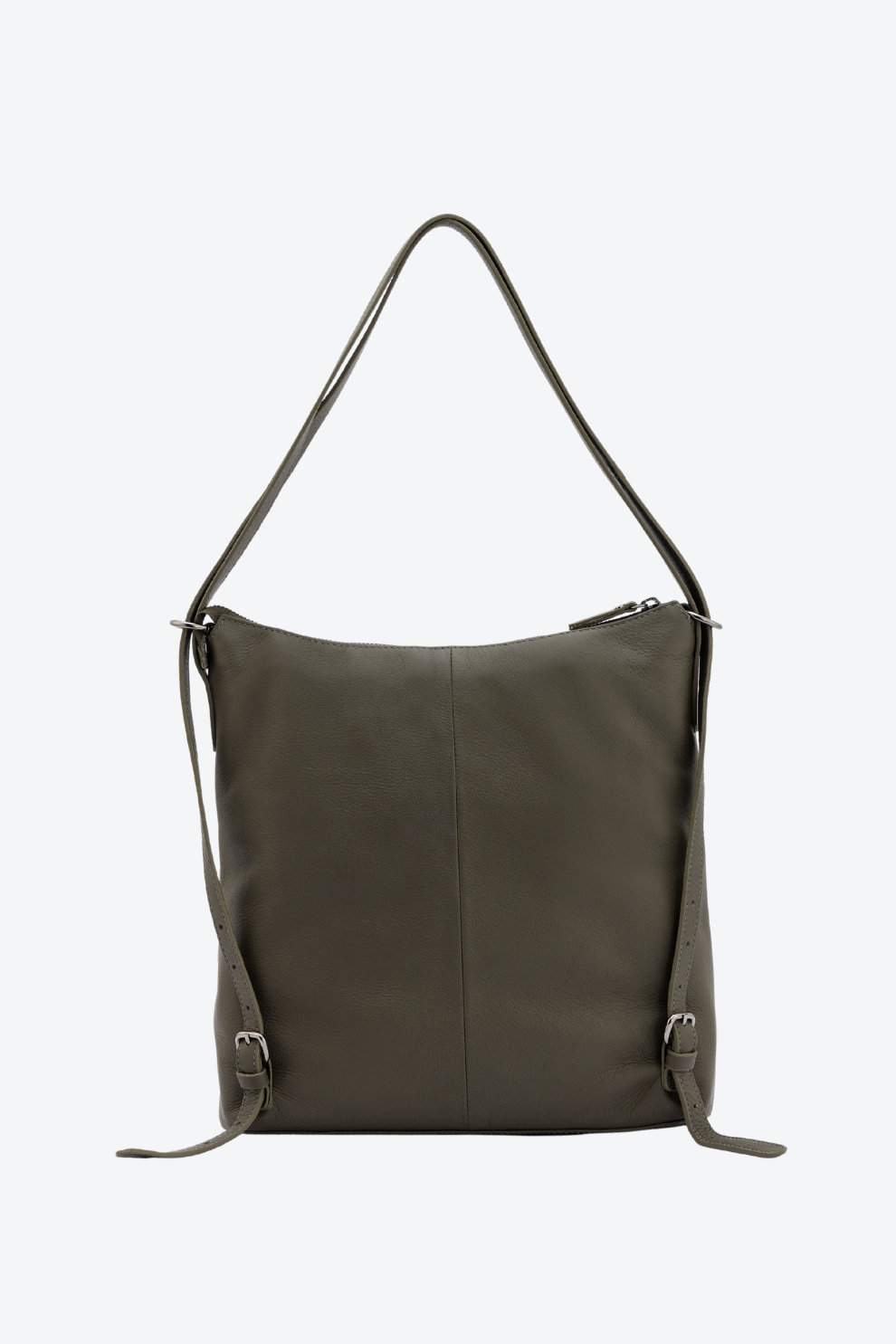 Bolsa Couro Vira Mochila Zíper Grande
