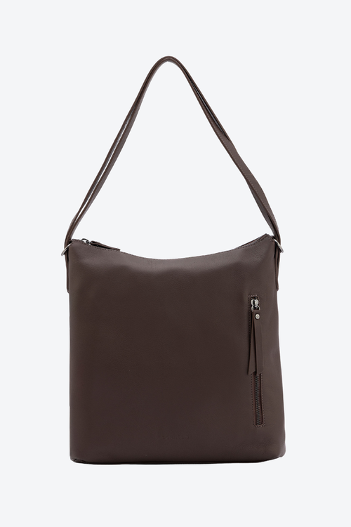 Bolsa Couro Vira Mochila Zíper Grande