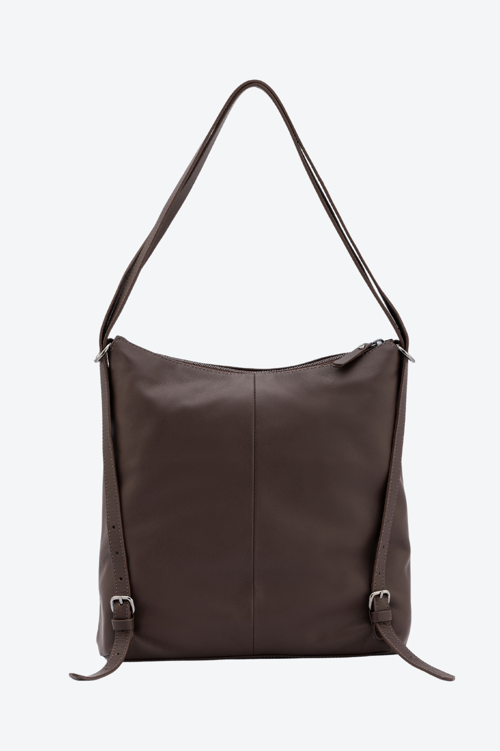 Bolsa Couro Vira Mochila Zíper Grande
