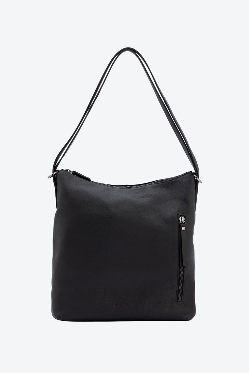 Bolsa Couro Vira Mochila Zíper Grande