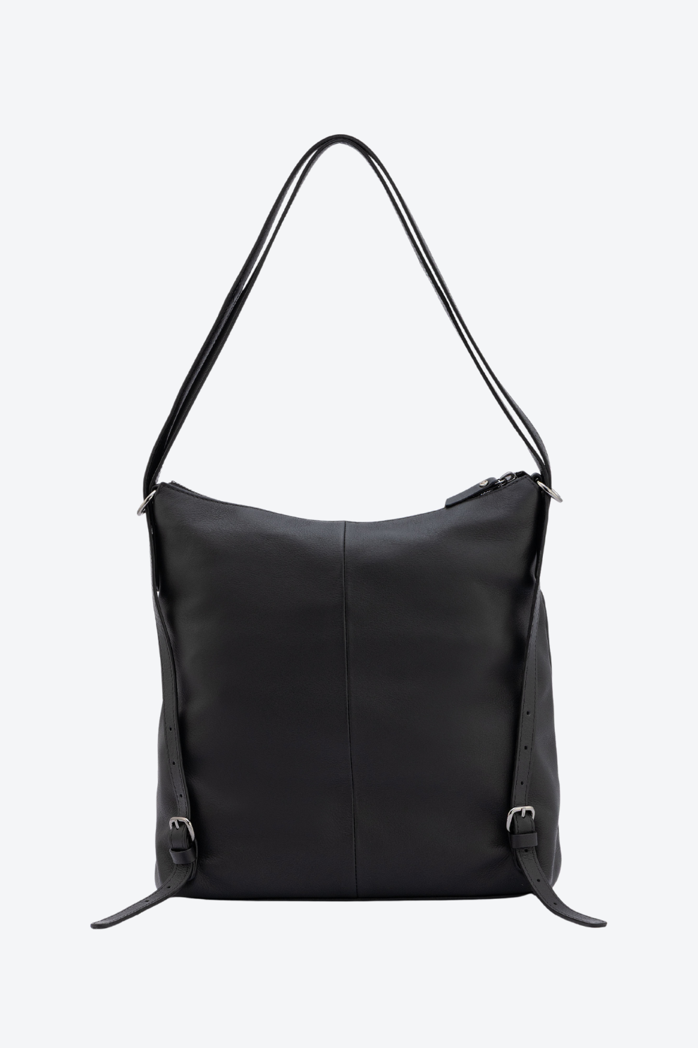 Bolsa Couro Vira Mochila Zíper Grande