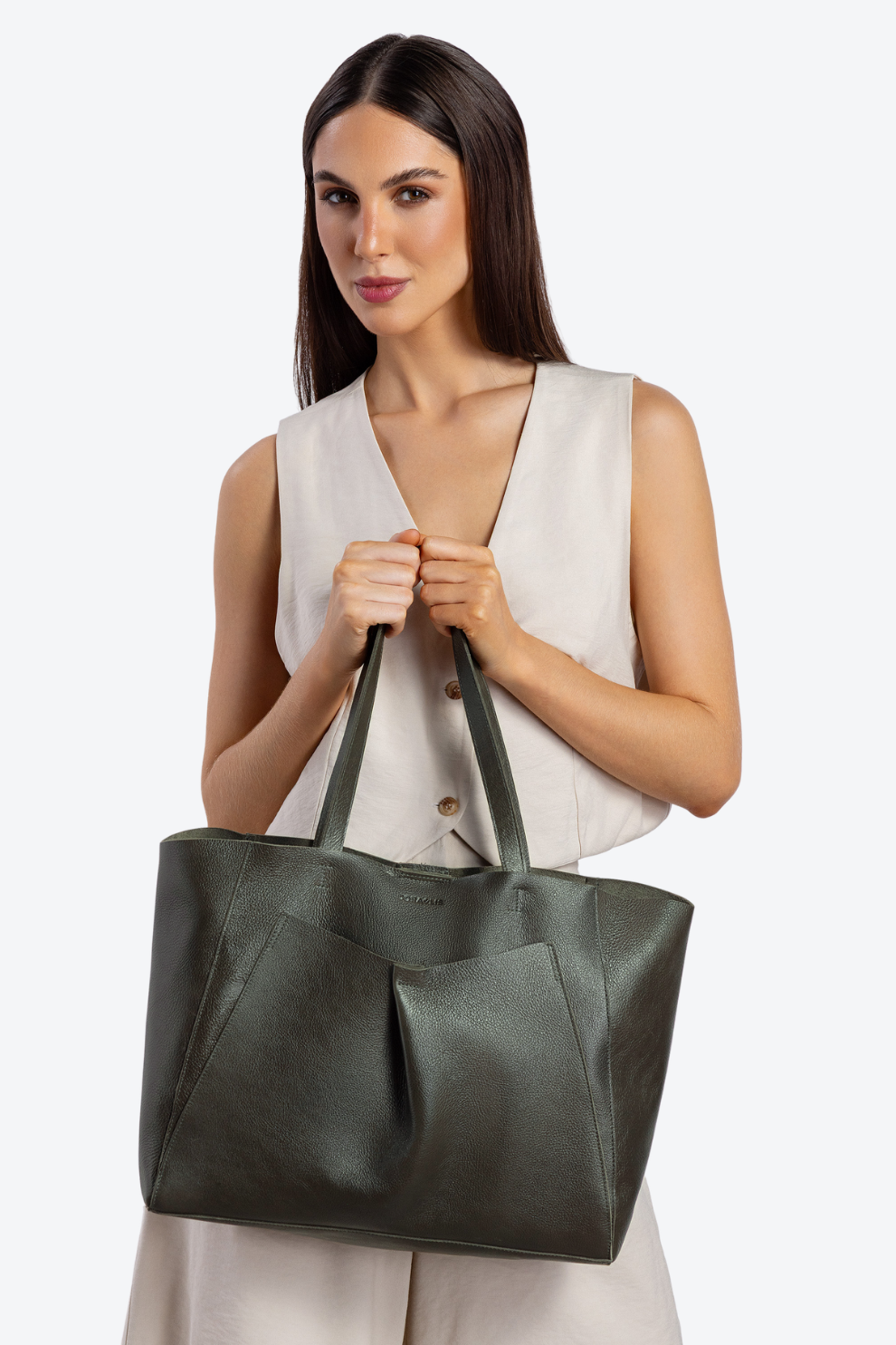 Bolsa Couro Maxi Shopper Grande
