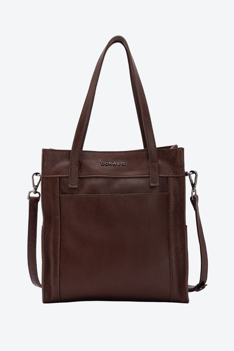 Bolsa Tote em Couro com Bolsos Laterais Média