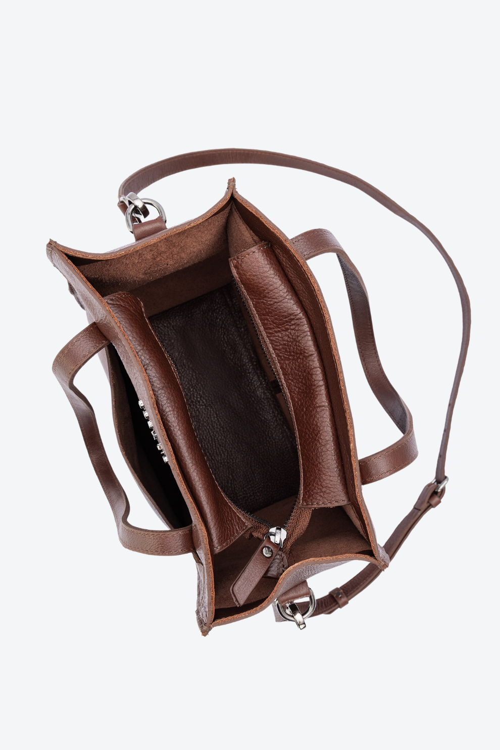 Bolsa Tote em Couro com Bolsos Laterais Média