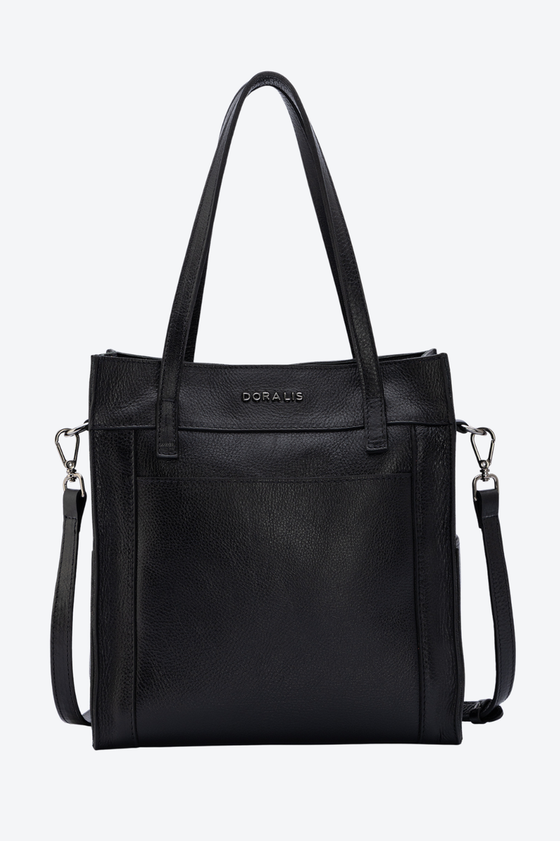 Bolsa Tote em Couro com Bolsos Laterais Média