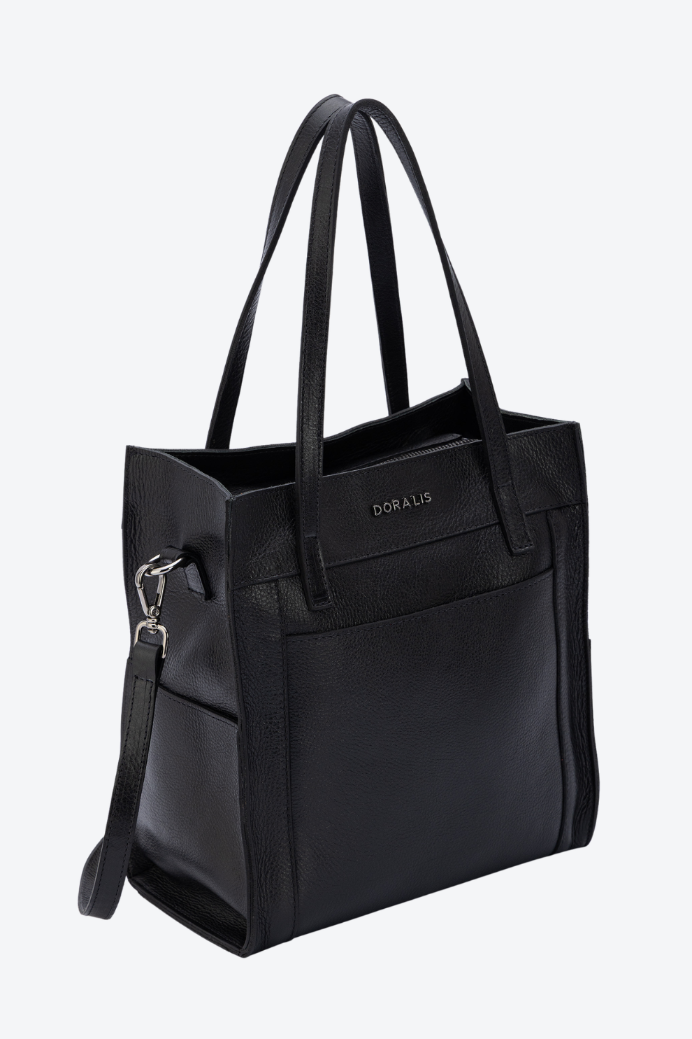 Bolsa Tote em Couro com Bolsos Laterais Média