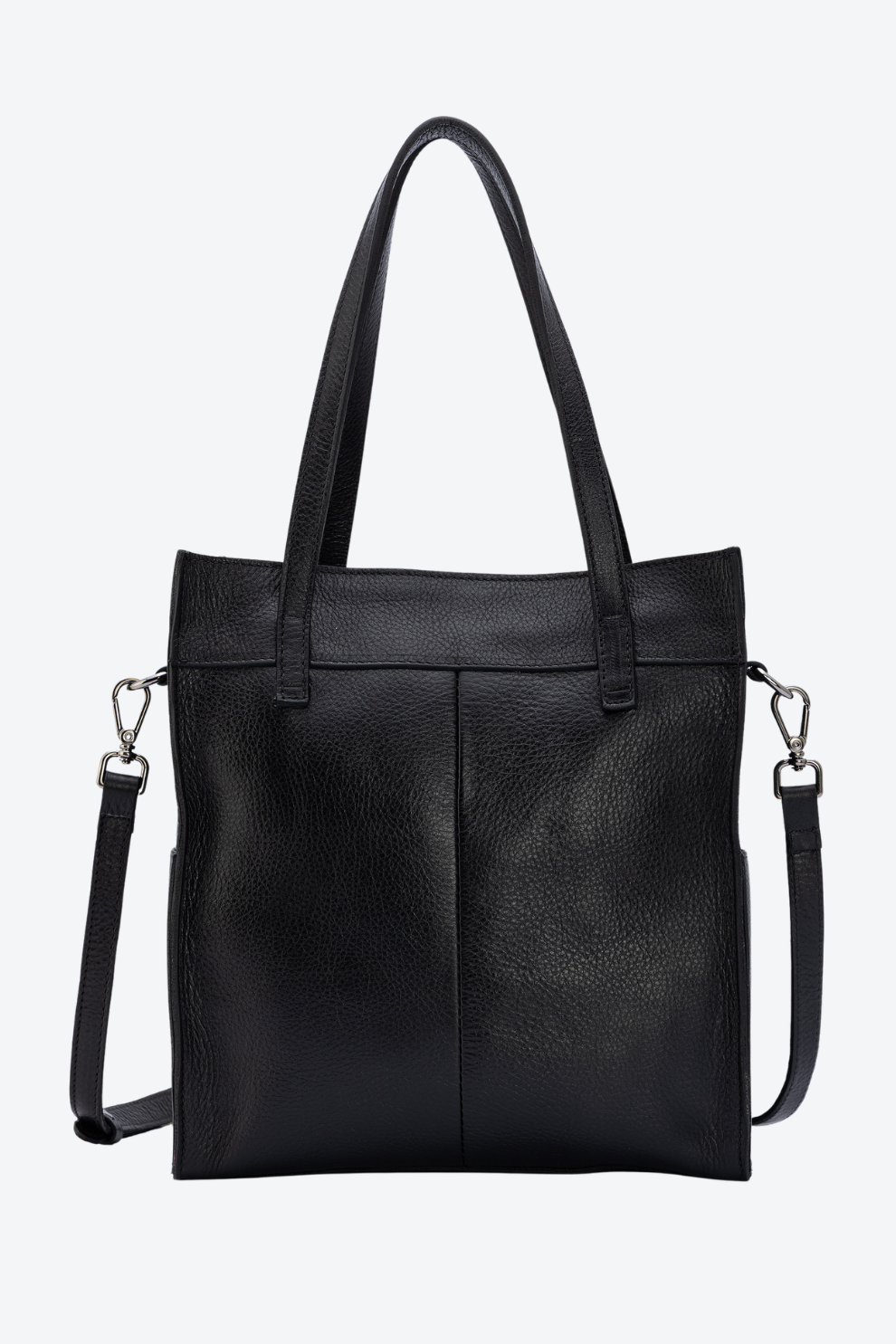 Bolsa Tote em Couro com Bolsos Laterais Média
