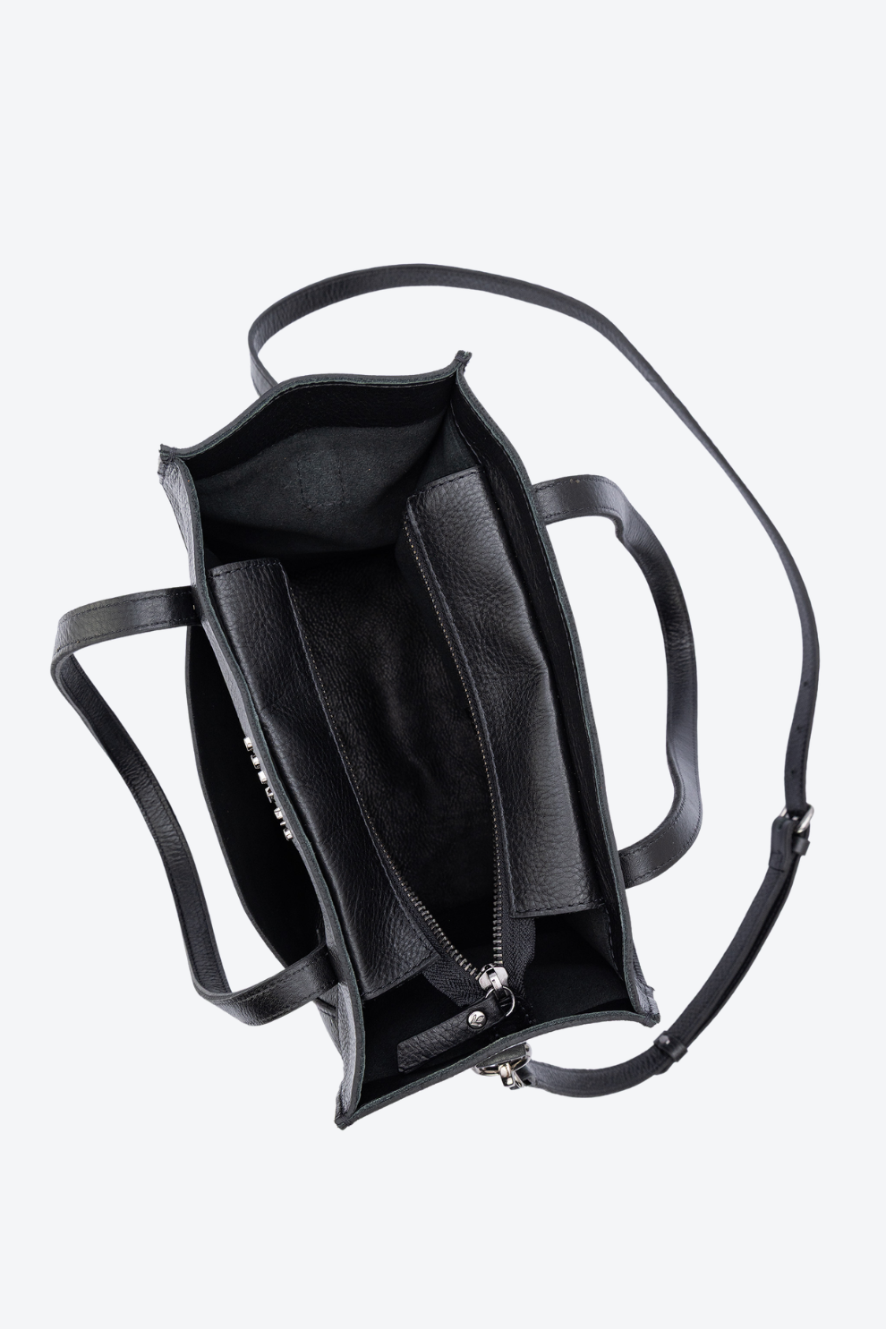 Bolsa Tote em Couro com Bolsos Laterais Média