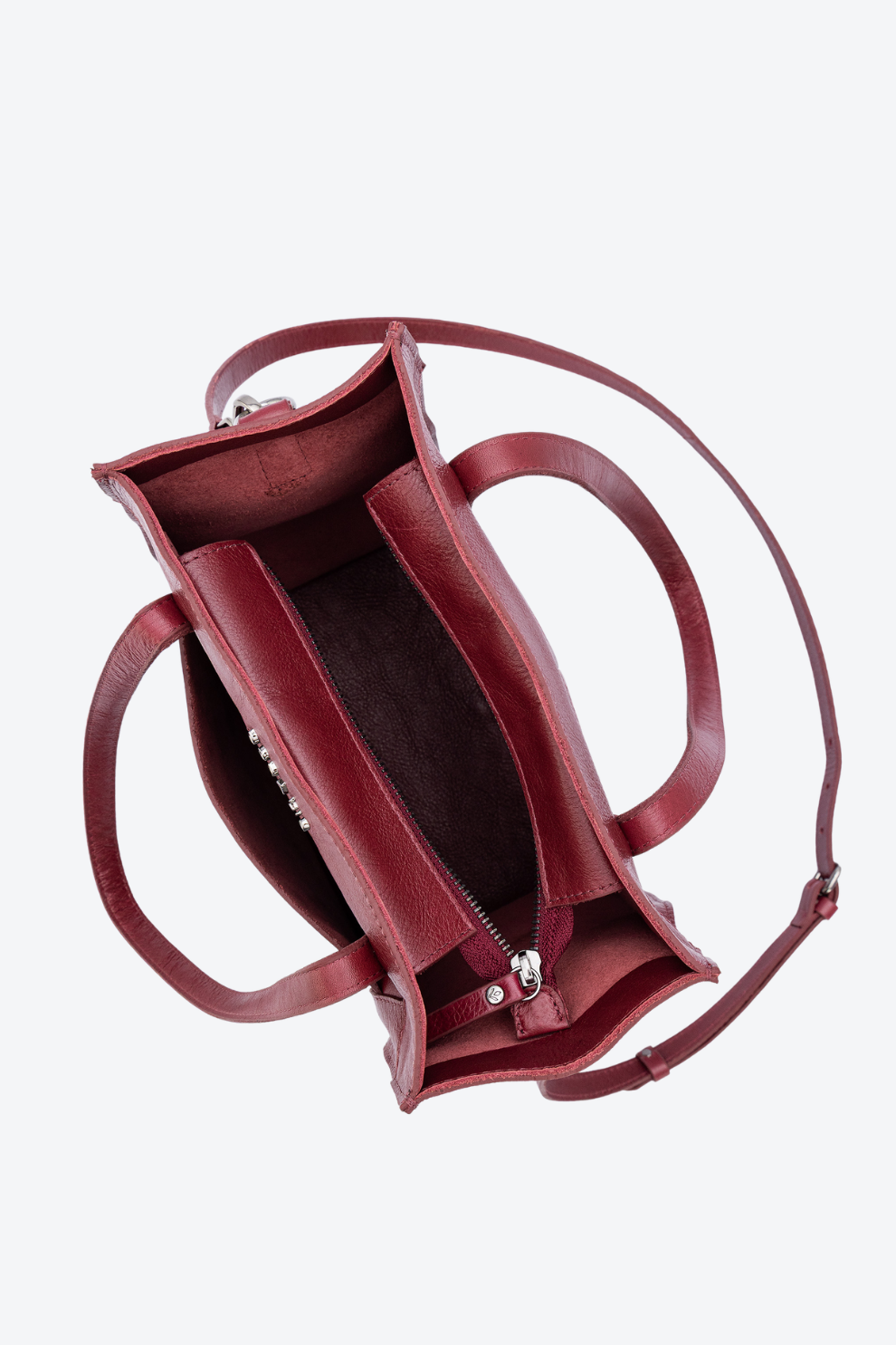 Bolsa Tote em Couro com Bolsos Laterais Média