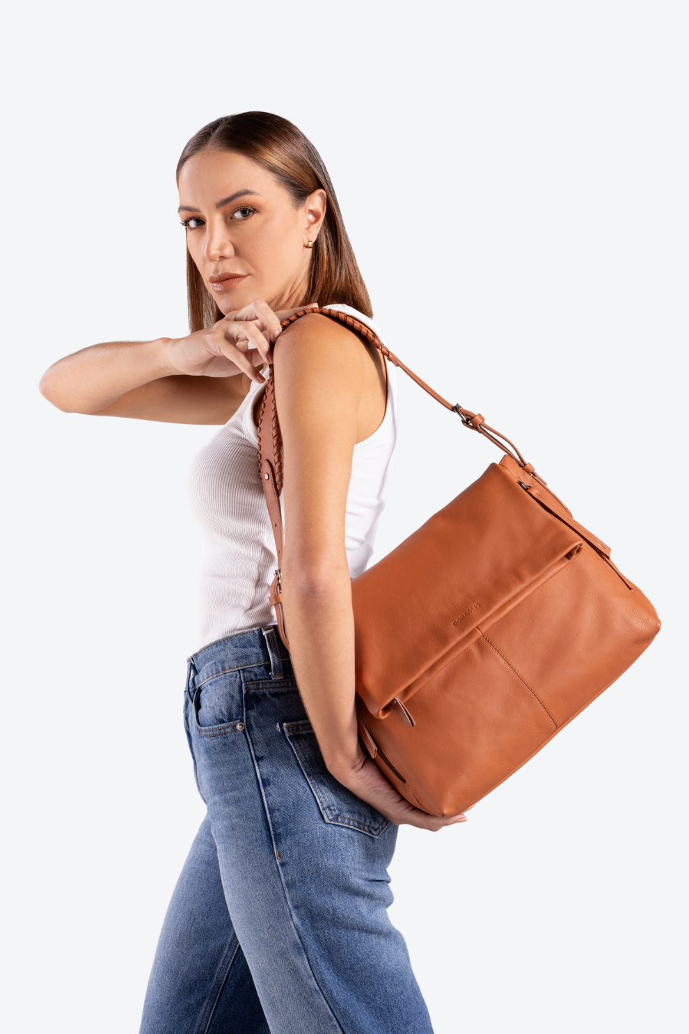 Bolsa Couro Alça Trançada Média