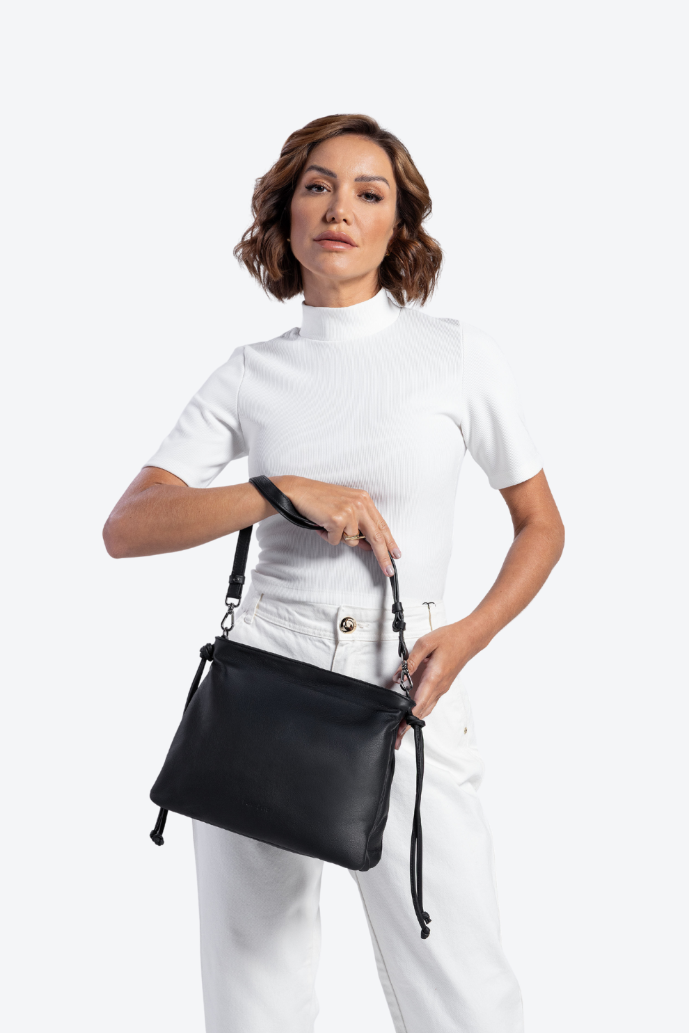 Bolsa Couro Shoulder Transversal Média