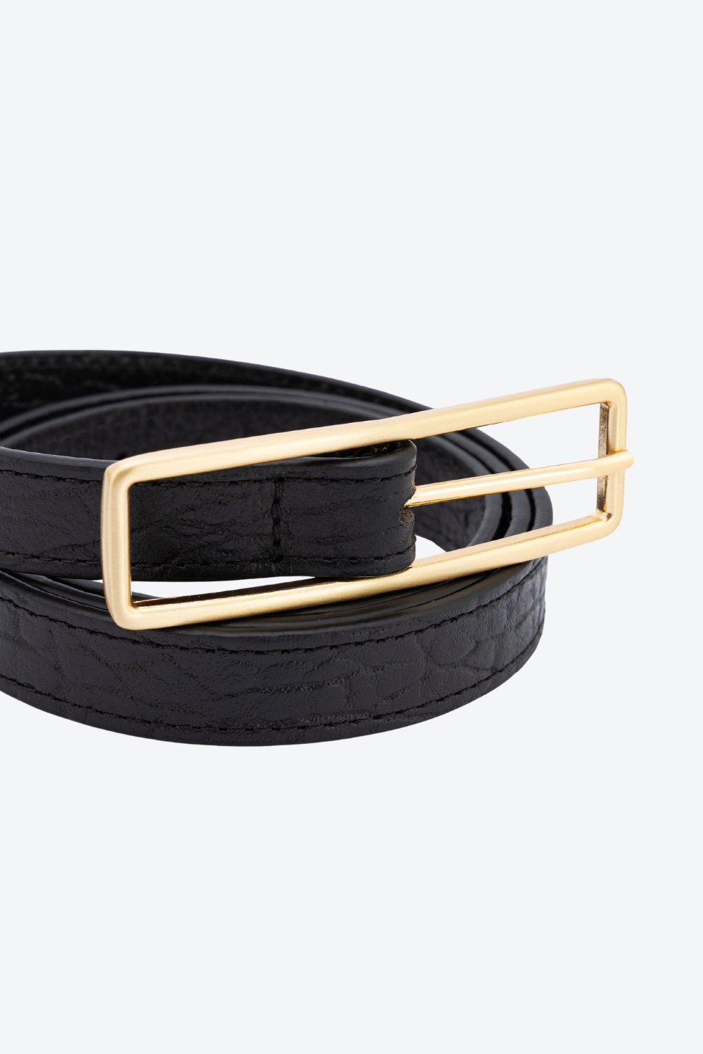 Cinto Fino Couro Fivela Retangular