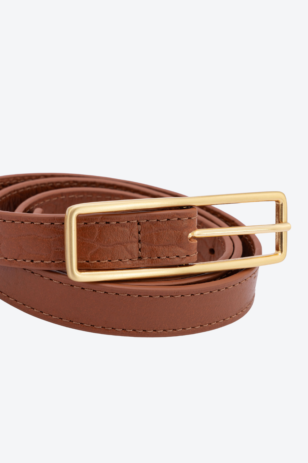 Cinto Fino Couro Fivela Retangular