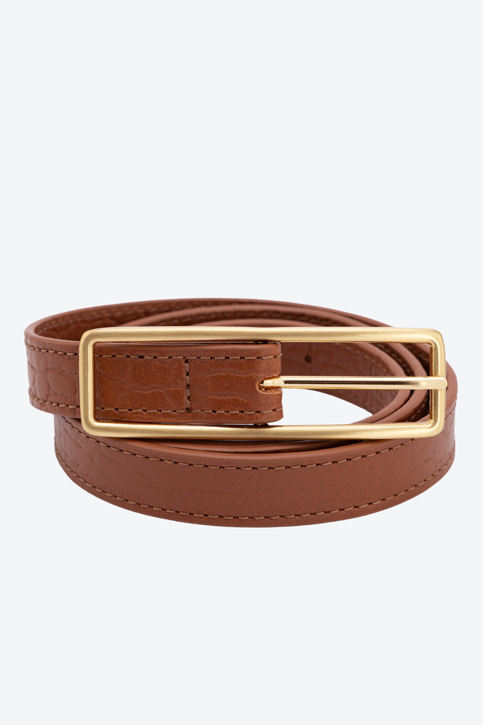 Cinto Fino Couro Fivela Retangular