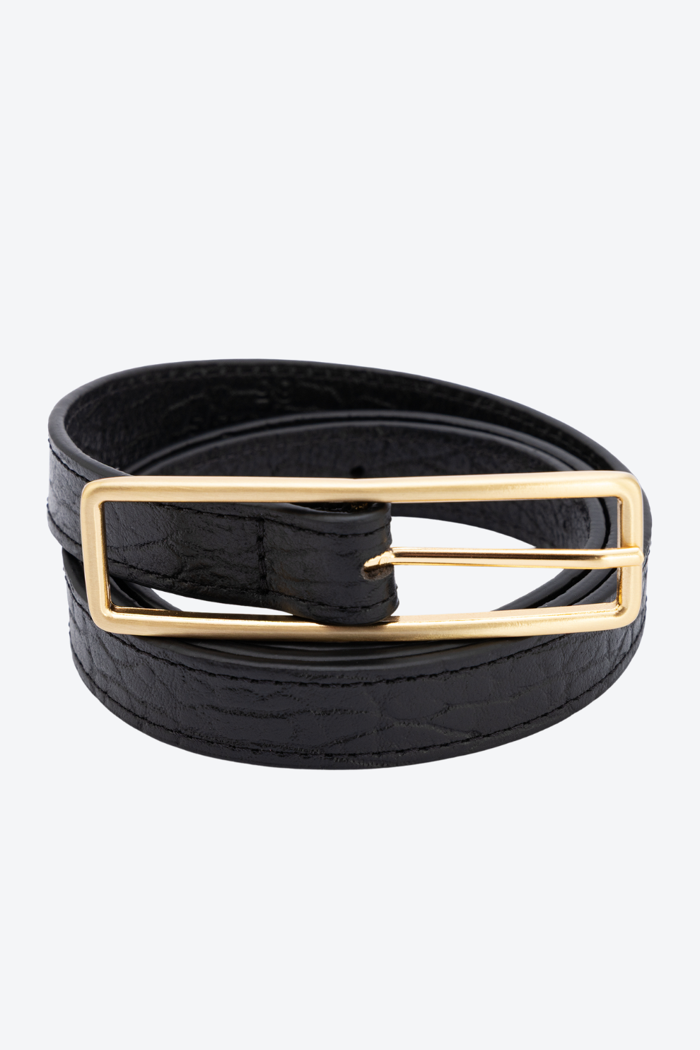 Cinto Fino Couro Fivela Retangular