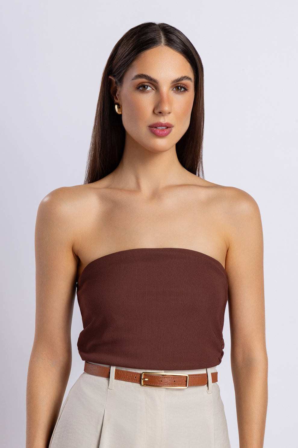 Cinto Fino Couro Fivela Retangular