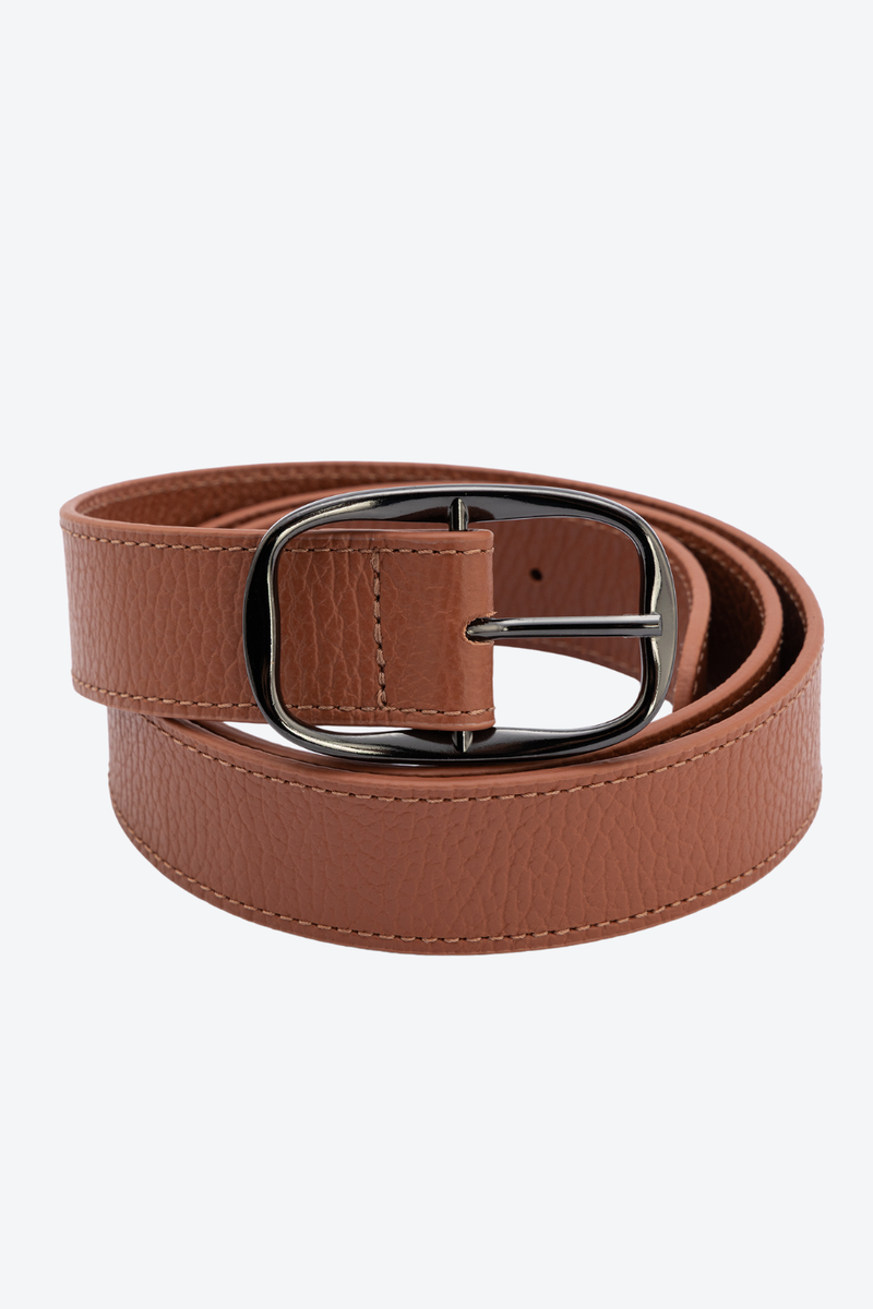 Cinto Largo Couro Fivela Orgânica