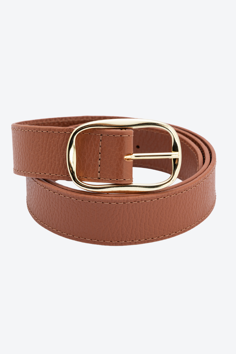 Cinto Largo Couro Fivela Orgânica