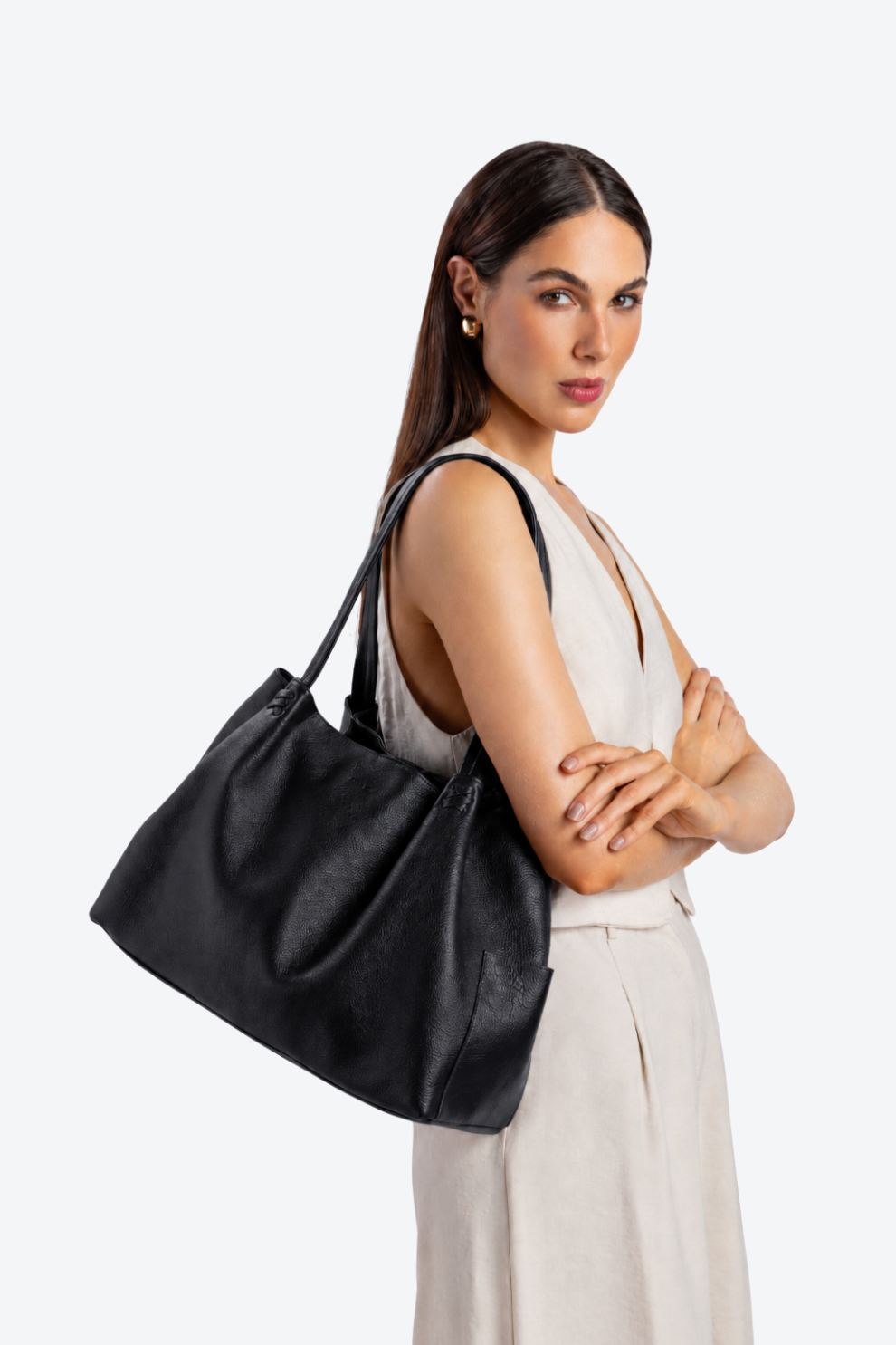 Bolsa Couro Shopping Detalhe Grande