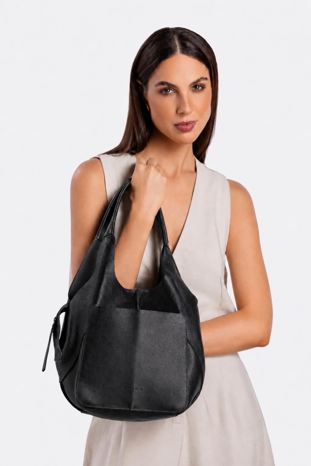 Bolsa Couro Hobo Zíper Média