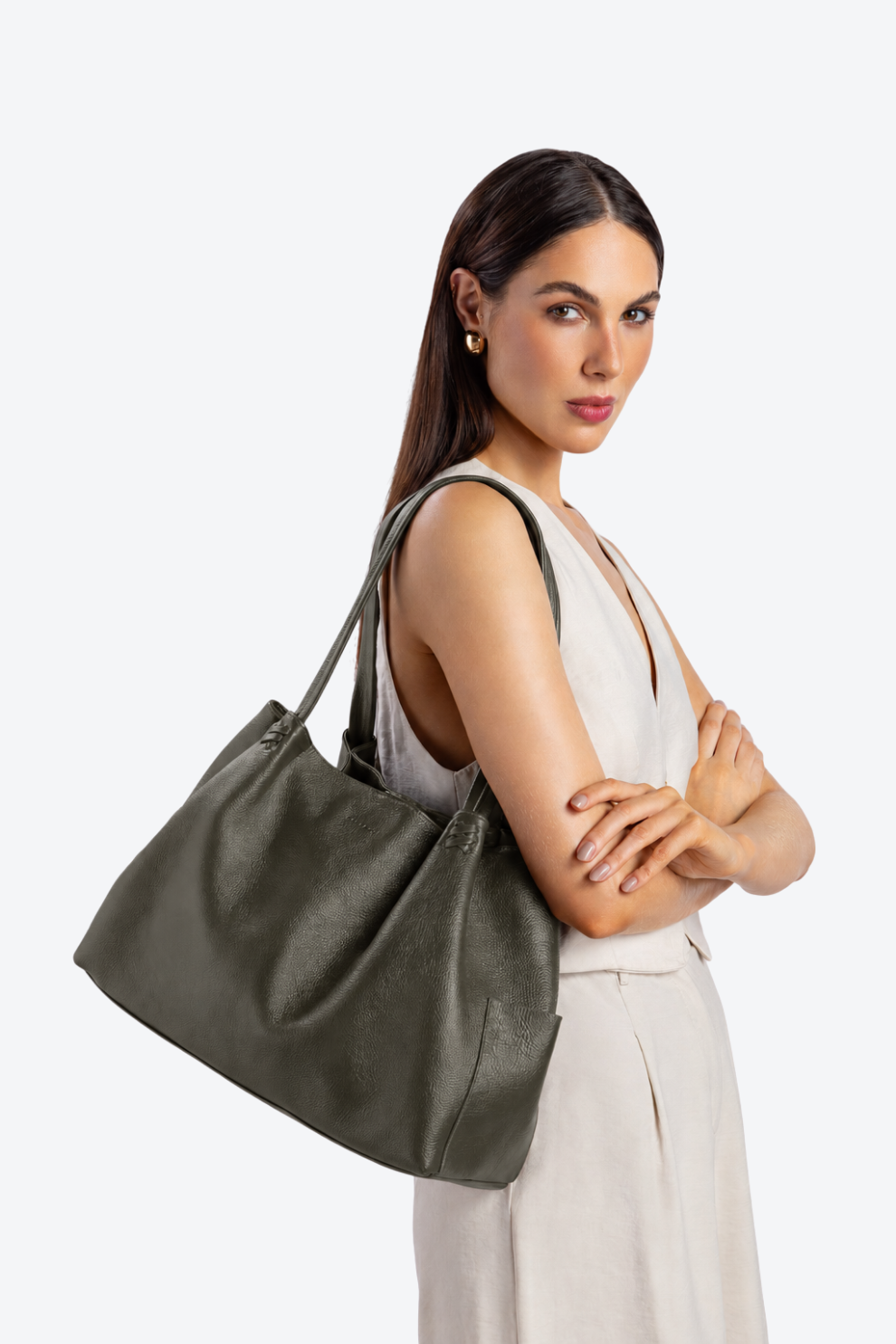 Bolsa Couro Shopping Detalhe Grande