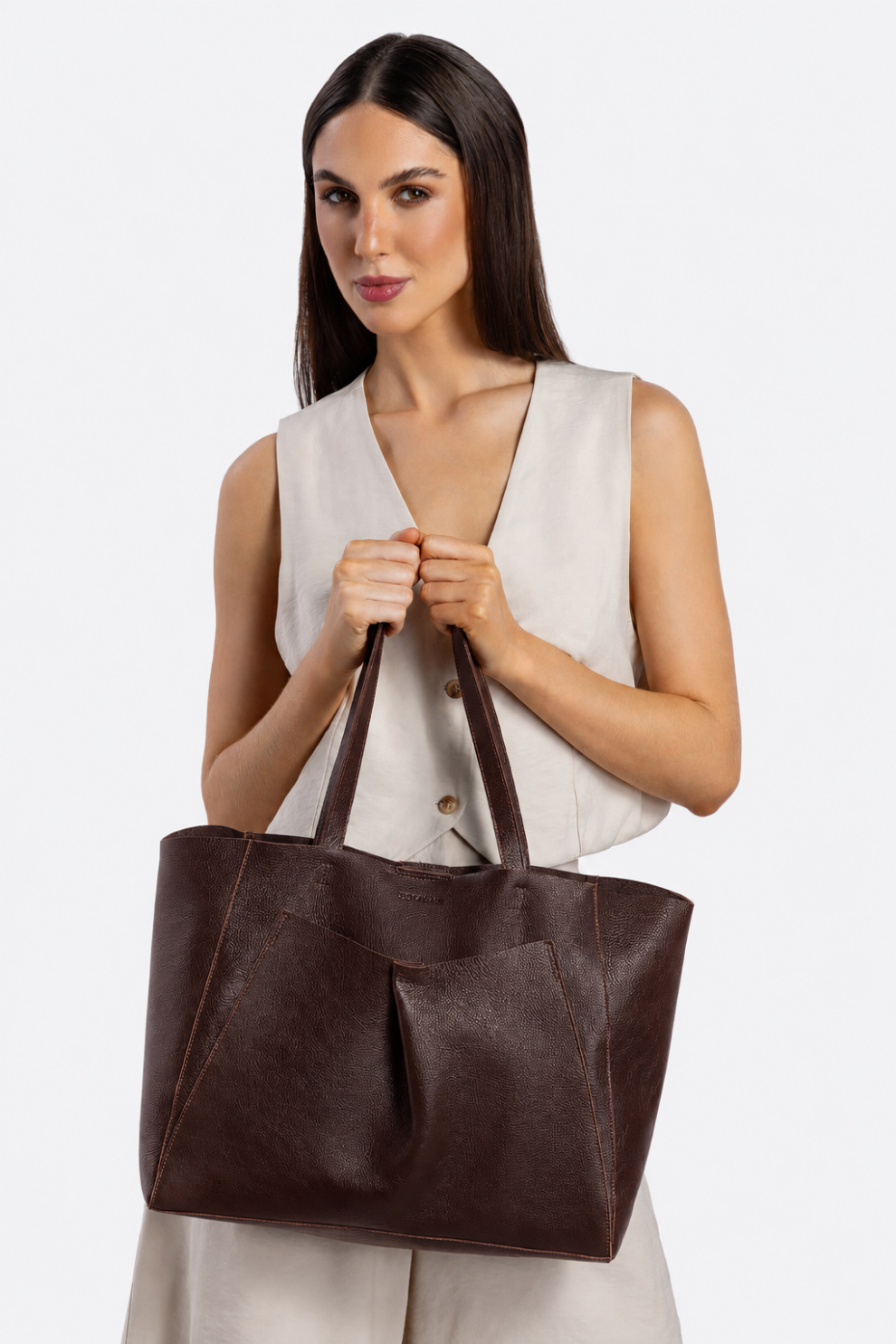 Bolsa Couro Maxi Shopper Grande