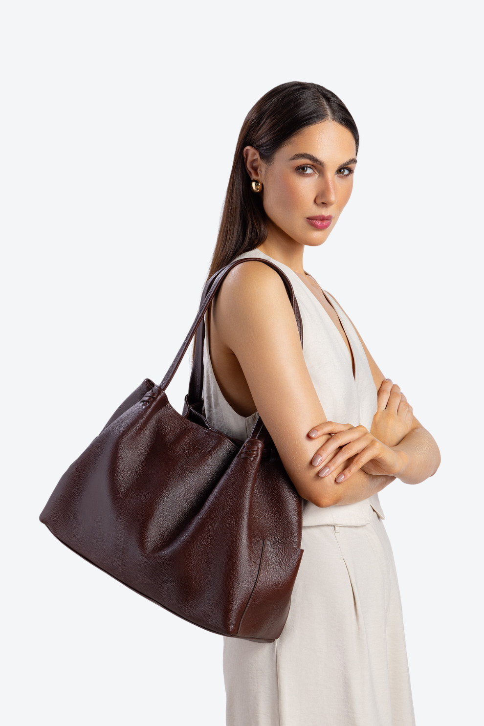 Bolsa Couro Shopping Detalhe Grande